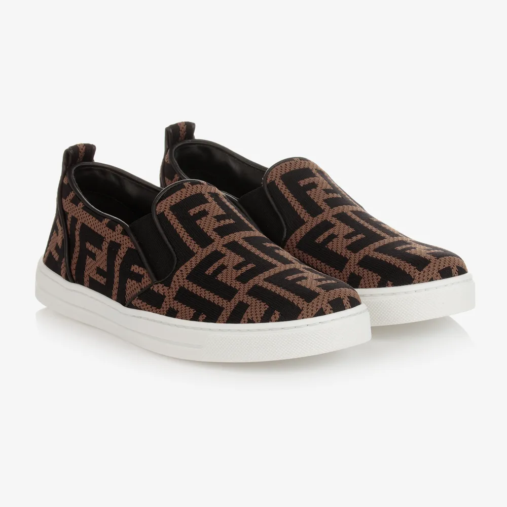 Teen Brown FF Slip-On Shoes