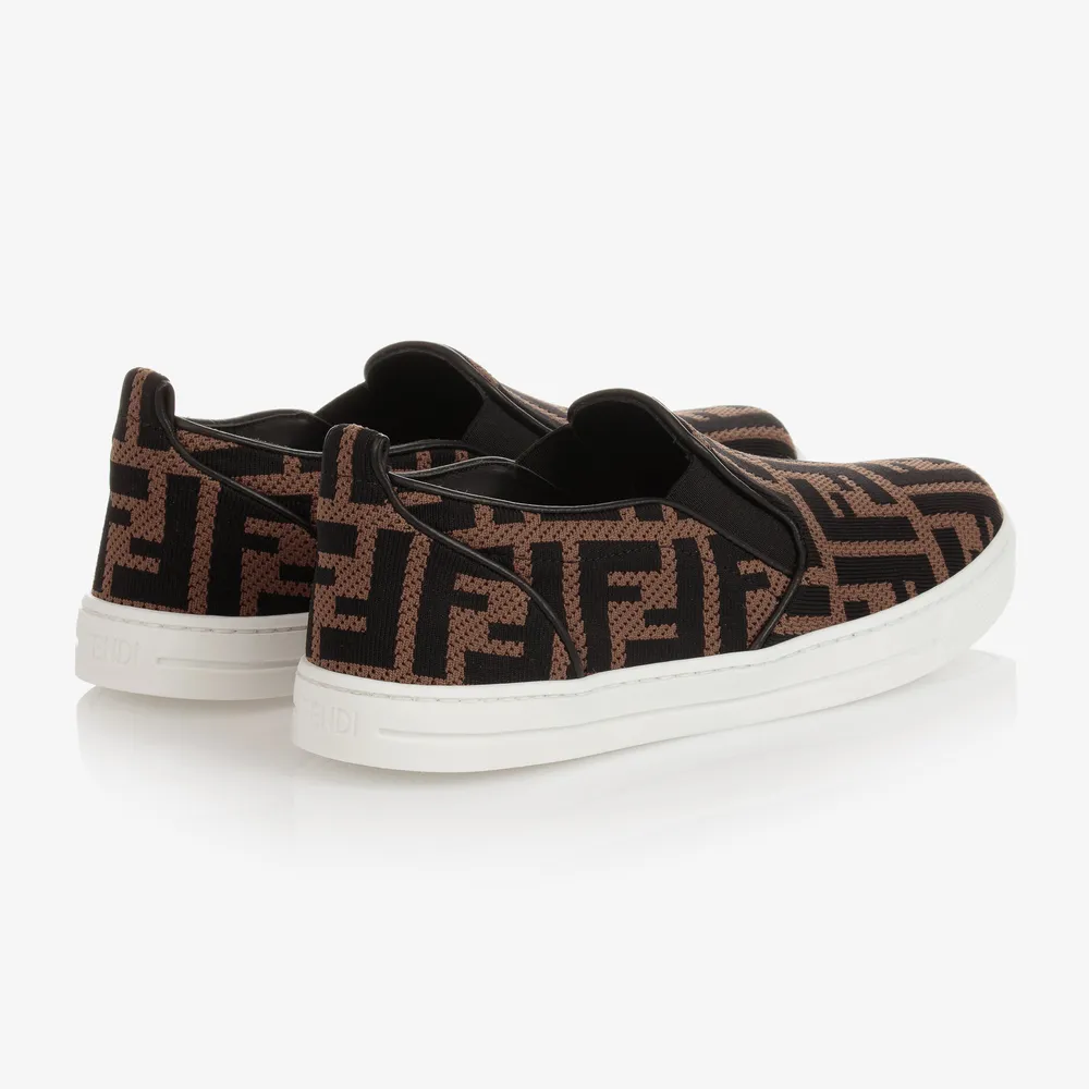 Teen Brown FF Slip-On Shoes