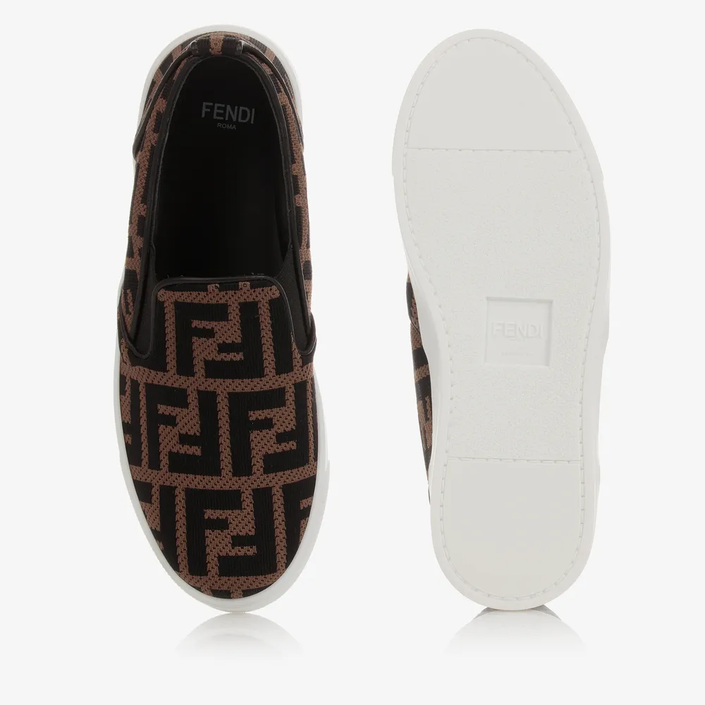 Teen Brown FF Slip-On Shoes