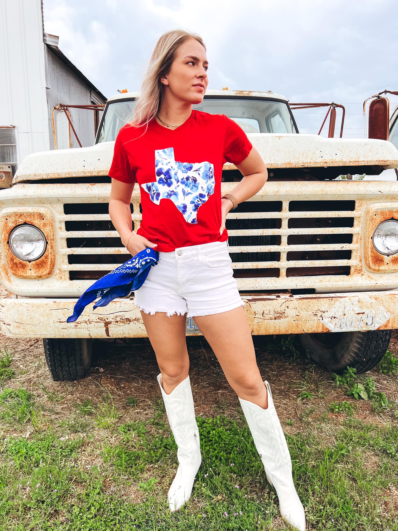 Texas Floral Red & Blue