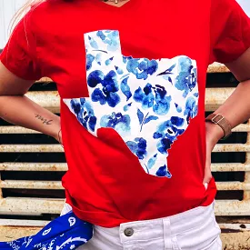 Texas Floral Red & Blue