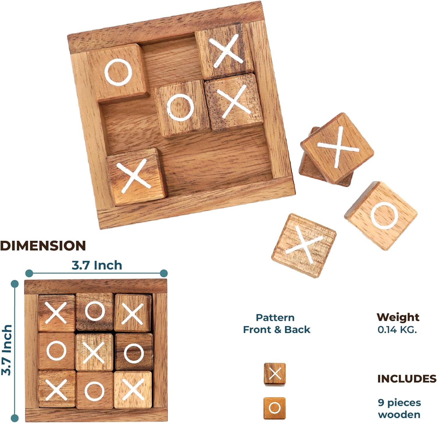 Tic Tac Toe for Kids and Adults Coffee Table Living Room Decor and Desk Decor Family Games Night Classic Board Games Wood Rustic