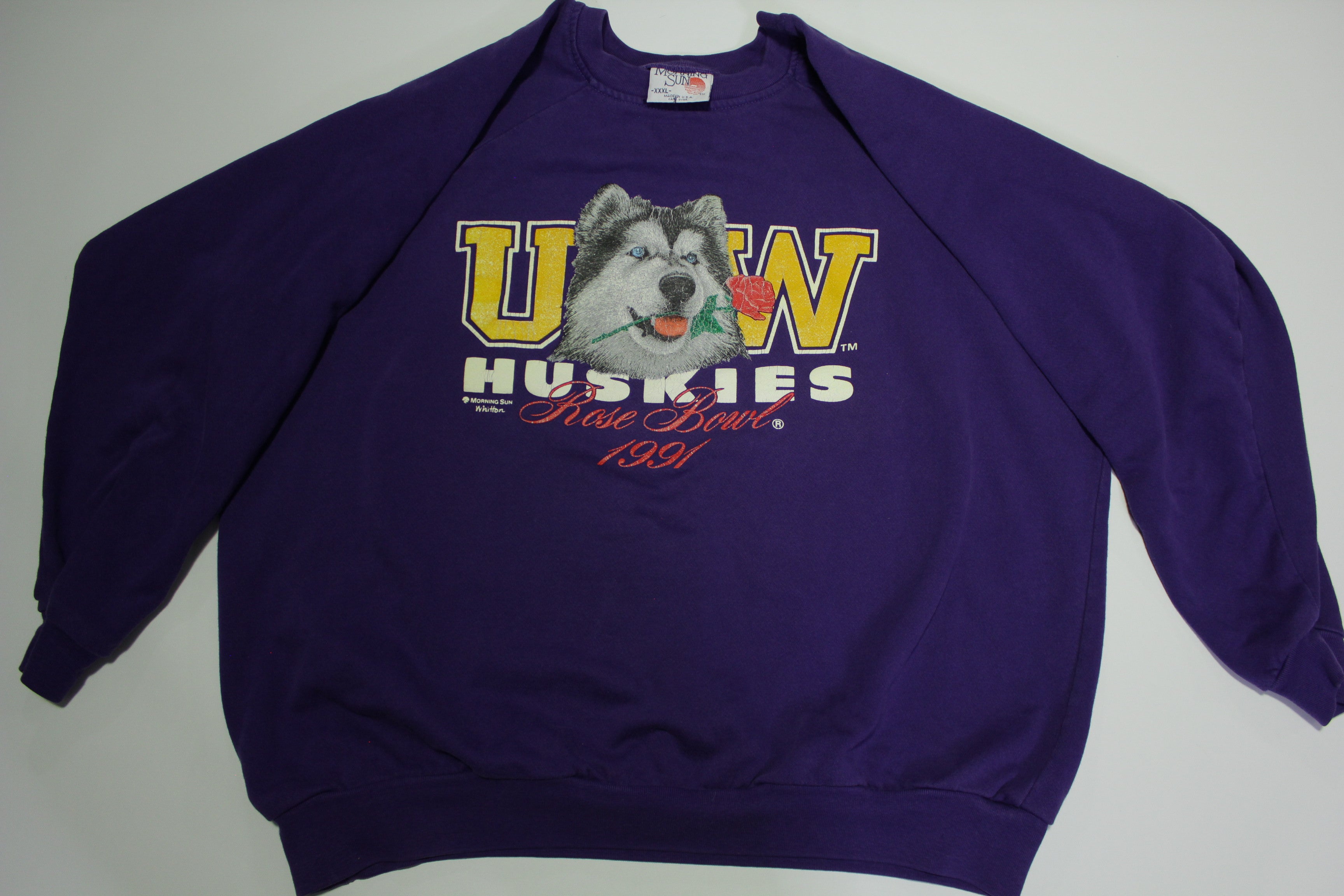 UW University of Washington Huskies Vintage 90's Rose Bowl 1991 Crewneck Sweatshirt