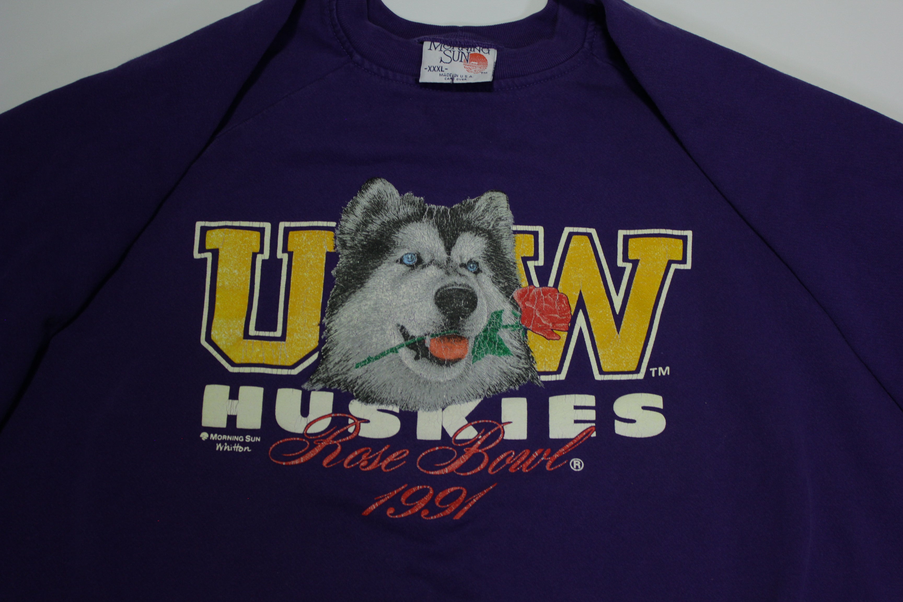 UW University of Washington Huskies Vintage 90's Rose Bowl 1991 Crewneck Sweatshirt