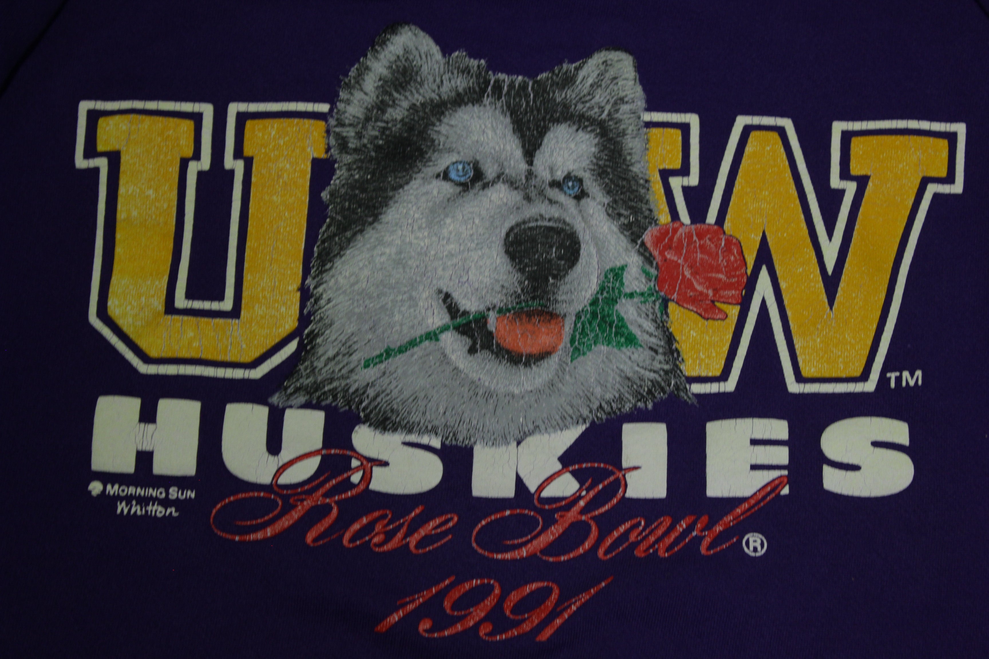 UW University of Washington Huskies Vintage 90's Rose Bowl 1991 Crewneck Sweatshirt