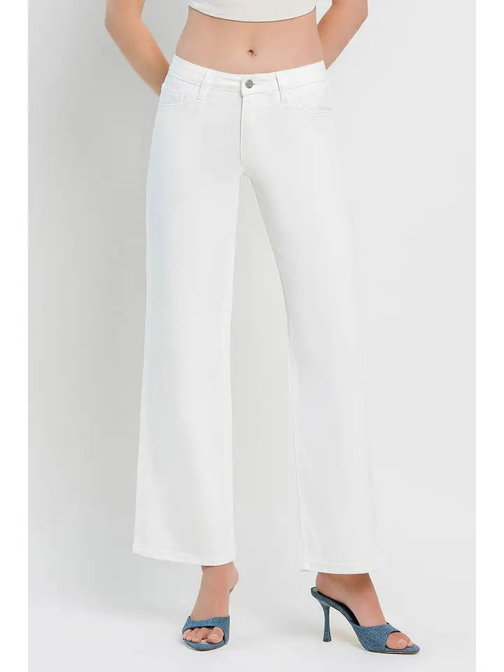 Vervet Mid Rise Wide Leg Jeans- Optic White