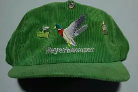 Weyerhaeuser Mallard Corduroy Vintage 80s Adjustable Back Snapback Hat w/ Pins