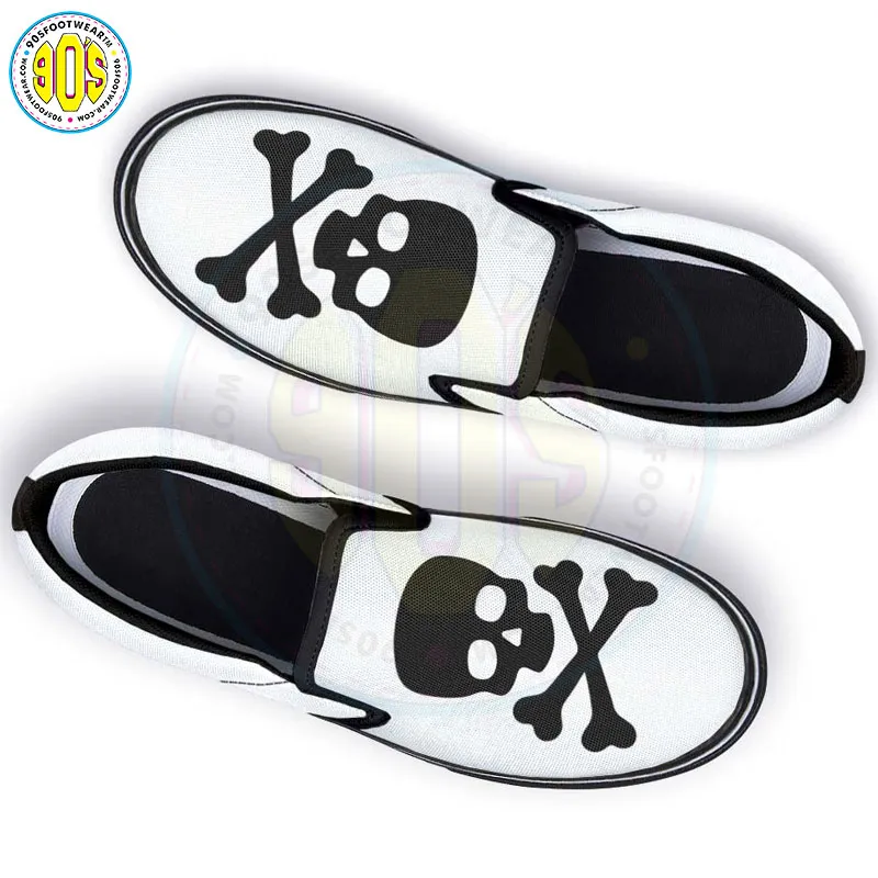 White Skull Slip-on Shoes