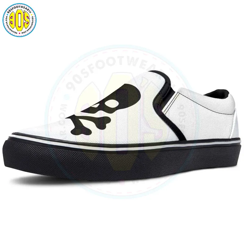 White Skull Slip-on Shoes