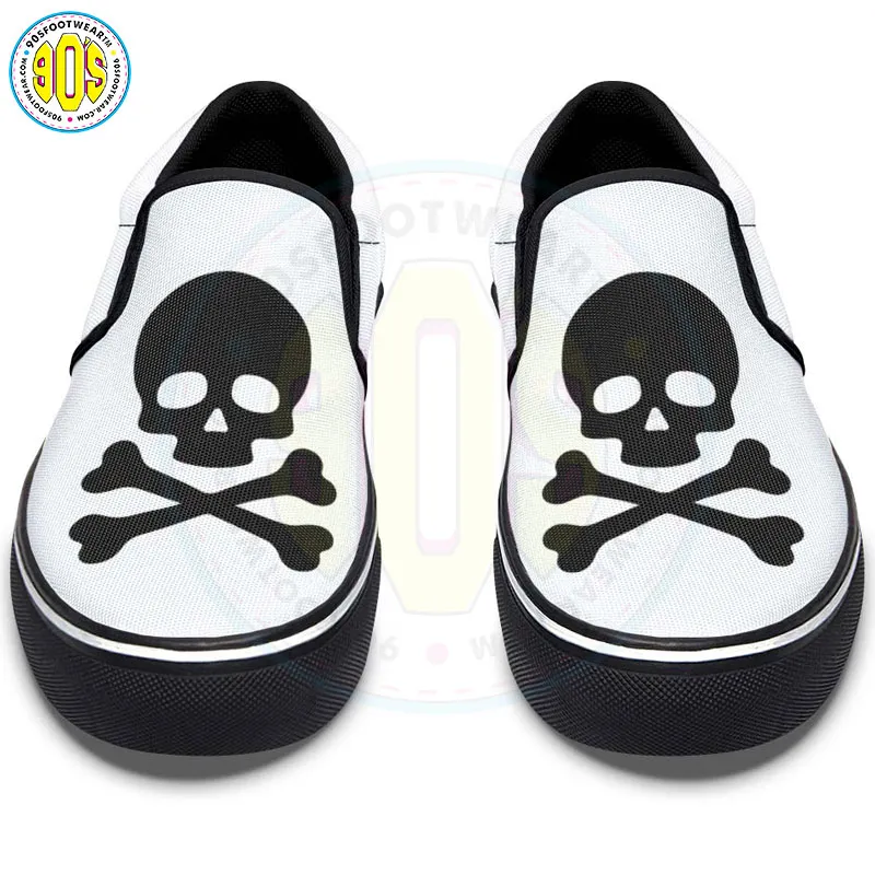 White Skull Slip-on Shoes