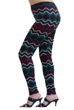 Women's Regular SawTooth Multi Colored Leggings