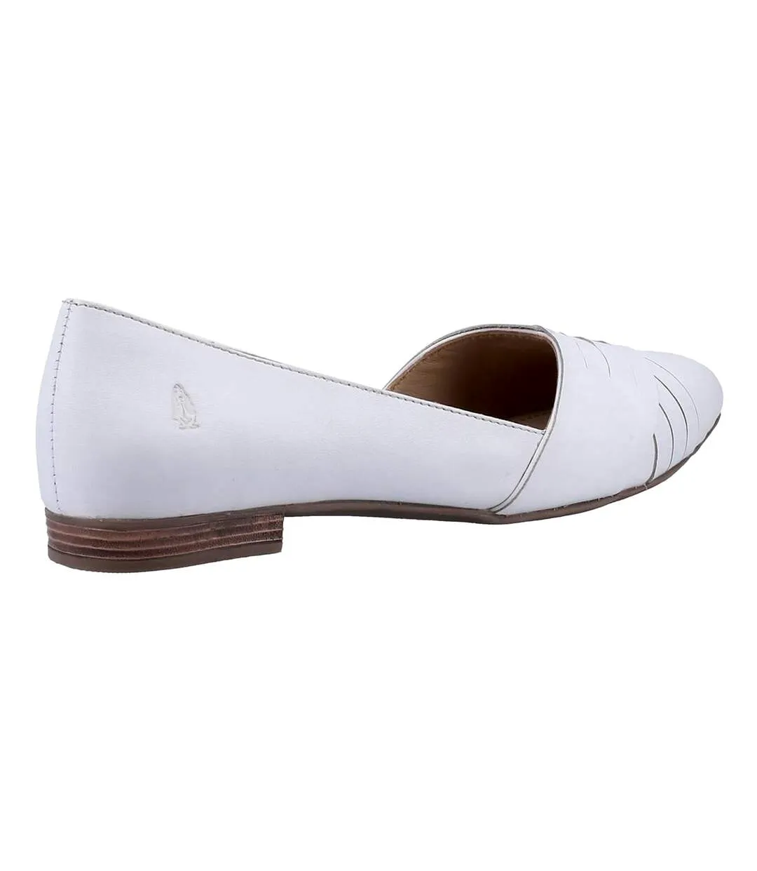 Womens/ladies marley ballerina leather slip on shoes white Hush Puppies