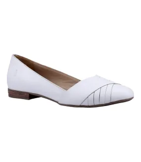 Womens/ladies marley ballerina leather slip on shoes white Hush Puppies