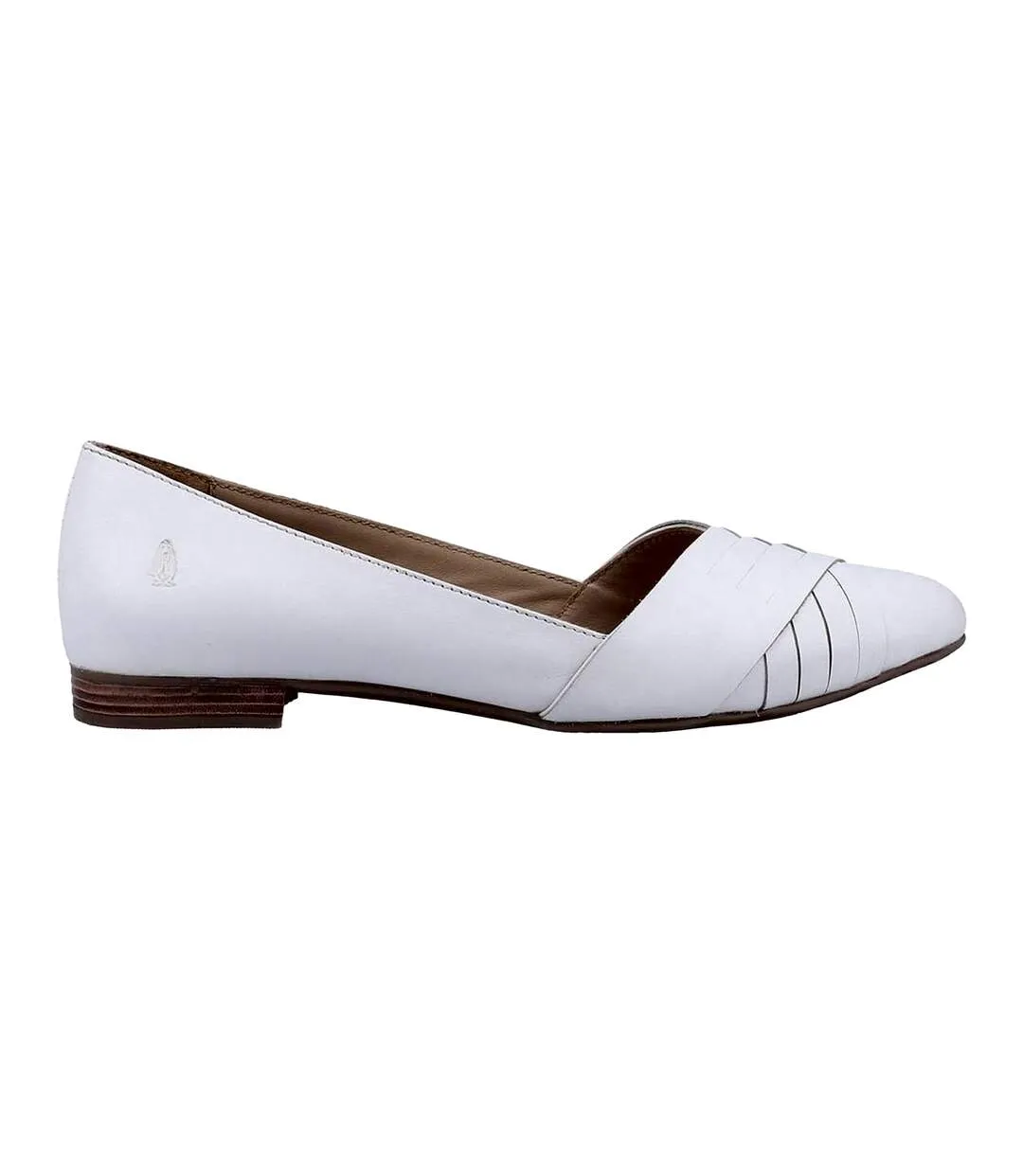 Womens/ladies marley ballerina leather slip on shoes white Hush Puppies